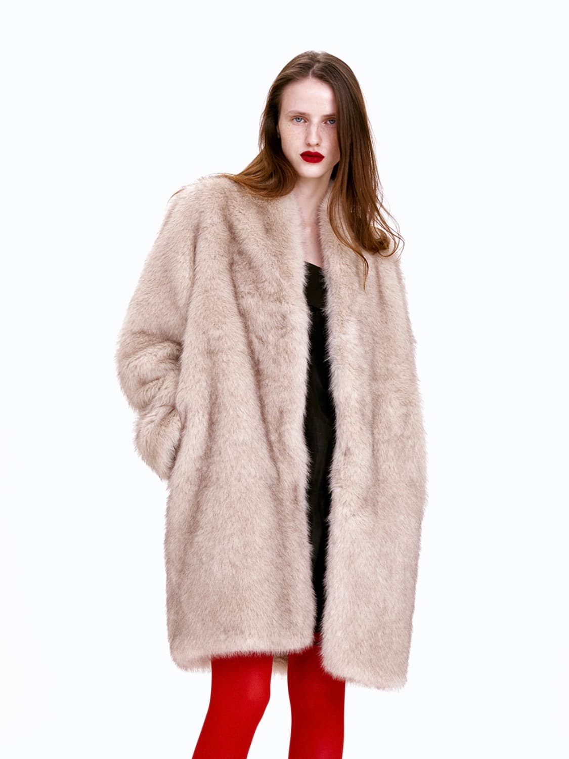 메종마레 글로우 폭스 퍼 코트 라이트 베이지 36 새상품 (품절 사이즈) 상품이미지1