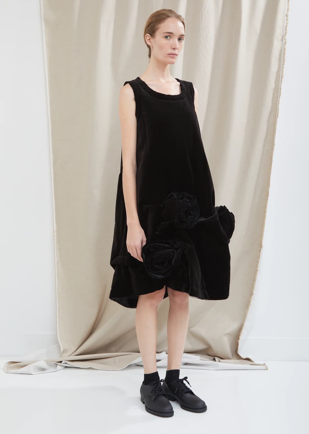 꼼데가르송 코튼 벨벳 플로럴 플라워 원피스 상품이미지1