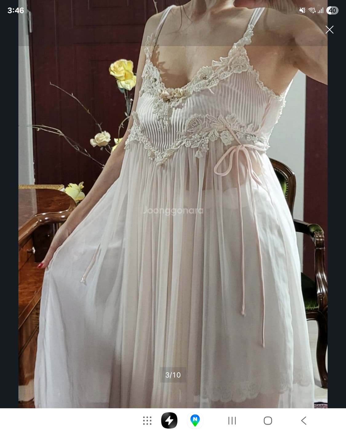 명품 수입 잠옷 나이트 웨어 Jonquil 시쓰루 피치 상품이미지3