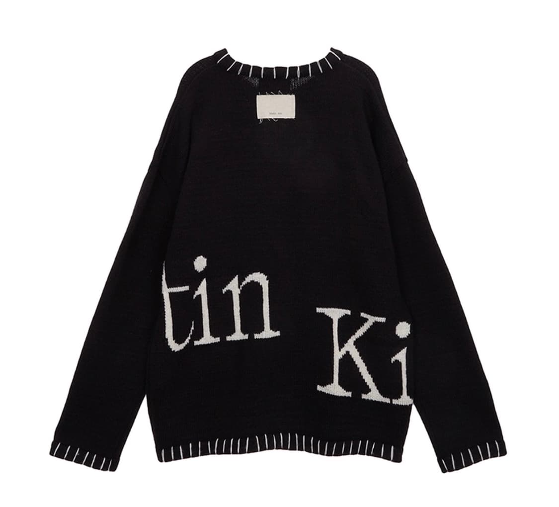 마뗑킴 빅로고 스티치 니트 풀오버 블랙 상품이미지6