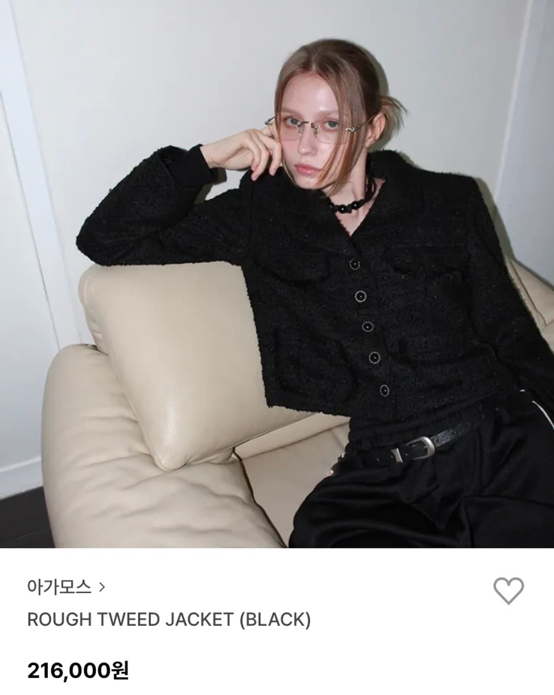 아가모스 ROUGH TWEED JACKET (BLACK) 상품이미지3