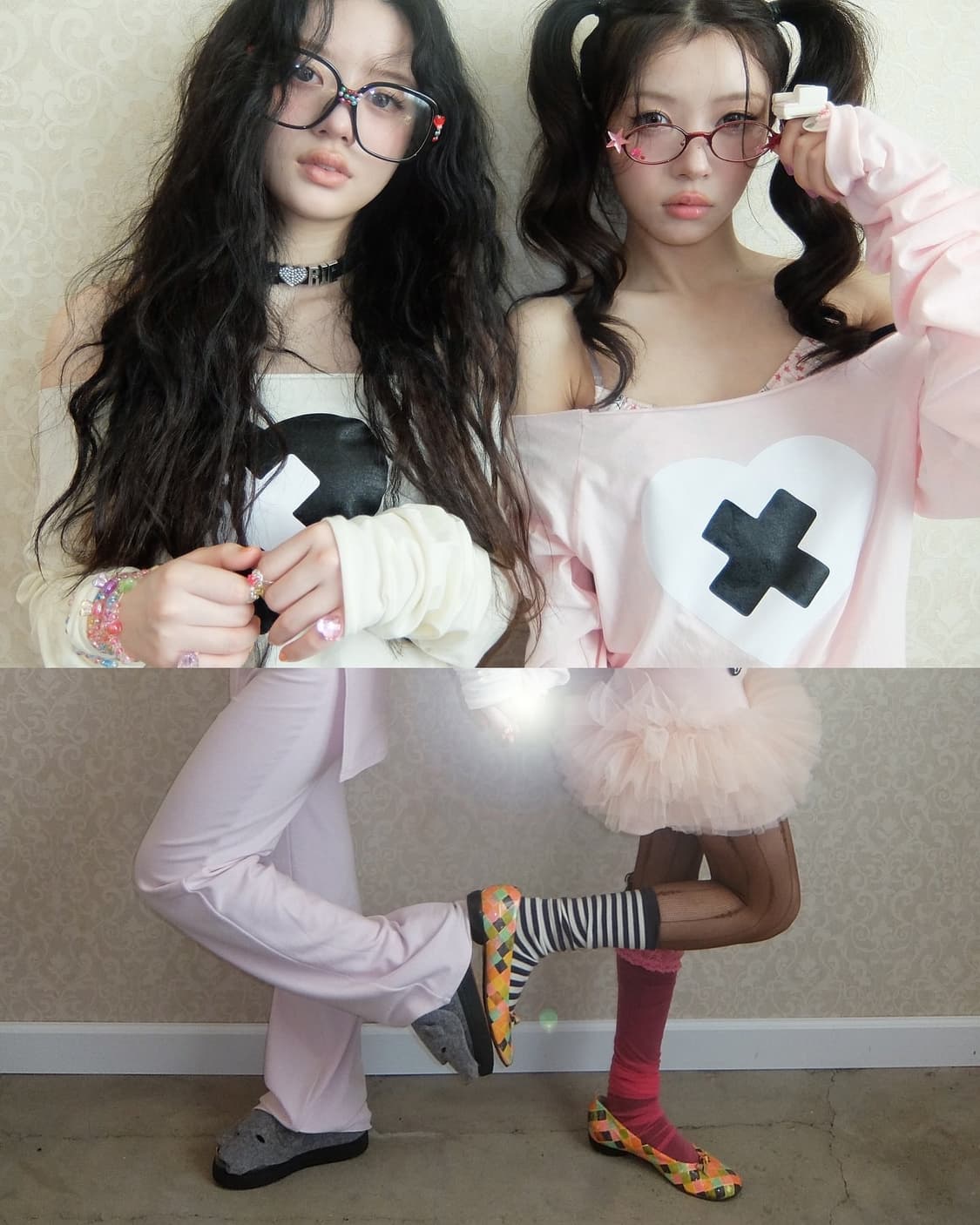 샵페어리 크로스 하트 컷오프 티셔츠 라이트핑크 상품이미지2