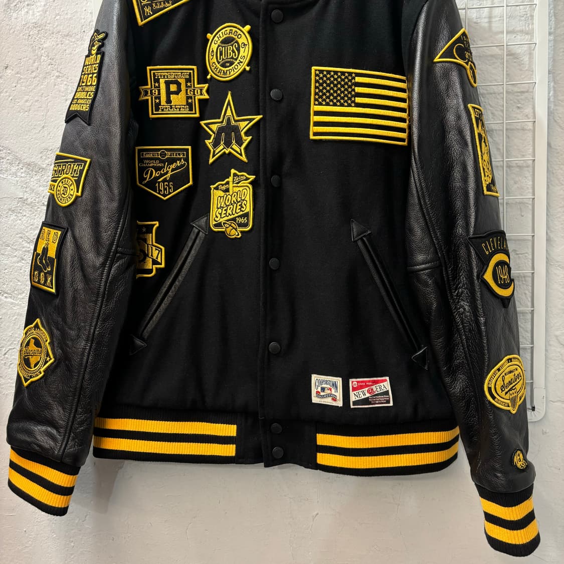 뉴에라 쿠퍼스 타운 컬랙션 블랙 레더 울 바시티 자켓 L 상품이미지5