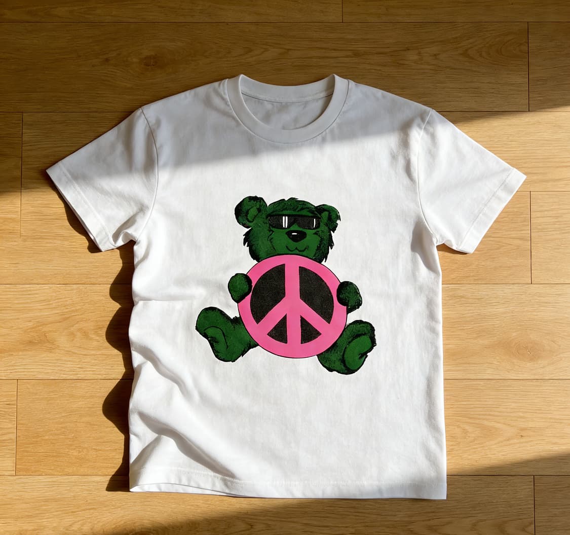 [새상품 M사이즈] 꾸밈쥐 평화표시 커스텀 반팔 (귀여운 개성 디자인) 상품이미지1