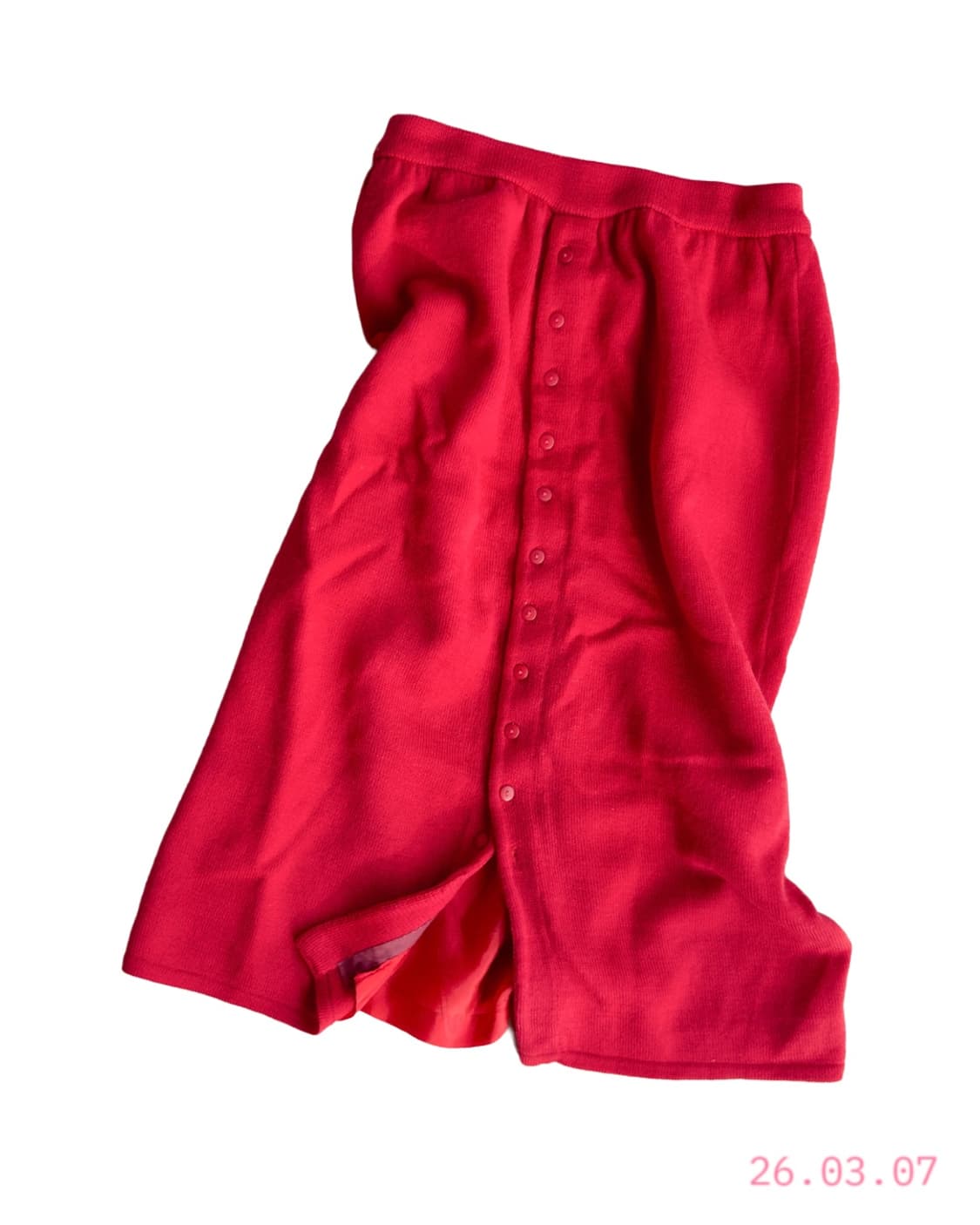 Red Button Knit Skirt 레드버튼 니트 스커트 상품이미지1