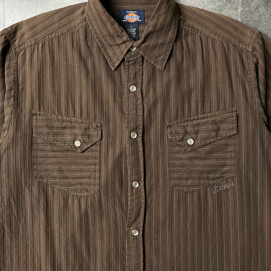 DICKIES 디키즈 브라운 스트라이프 반팔 워크셔츠 A00931 상품이미지3