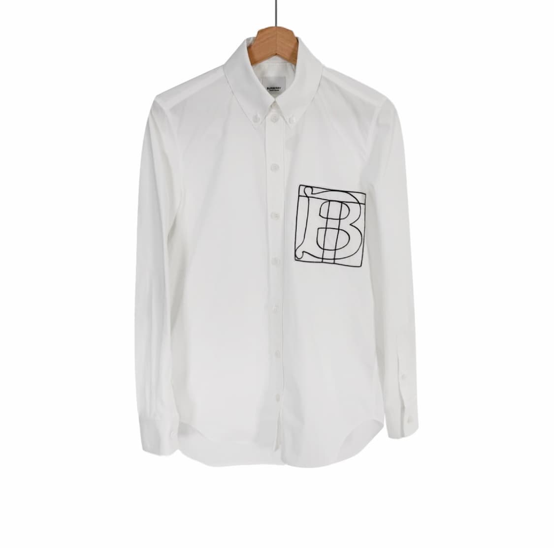 [36] 버버리 여성 자수 모노그램 로고 포플린 코튼 긴팔 셔츠 화이트 상품이미지1