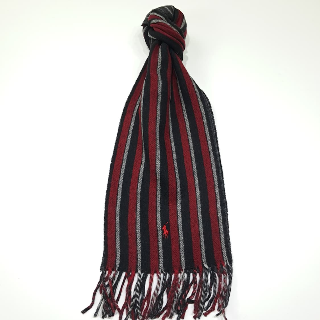 MX458 폴로 이태리판 버진울 스트라이프 버건디 머플러 목도리 상품이미지1