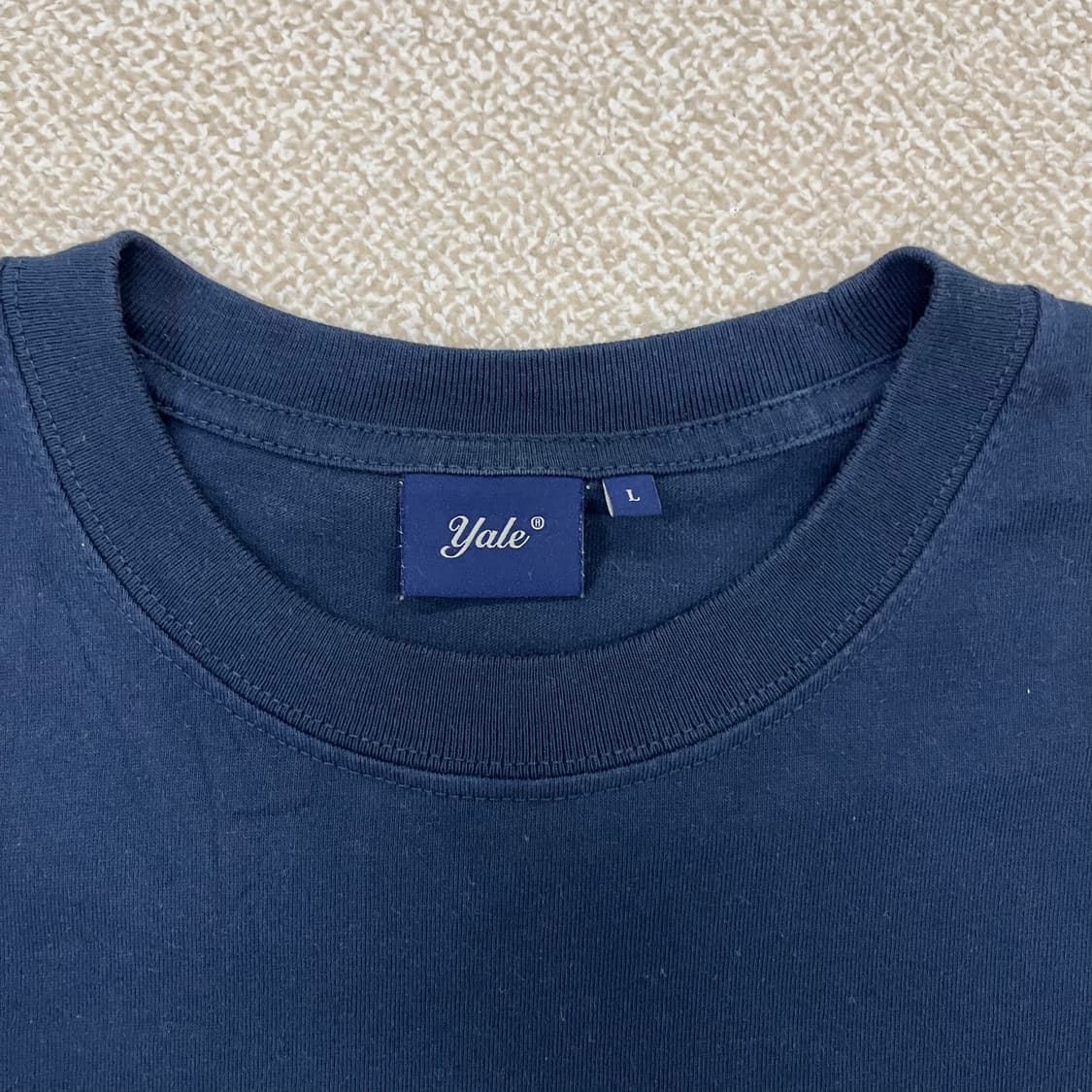 [L] 예일 스몰로고 라운드 롱슬리브 긴팔 티셔츠 네이비 3950 상품이미지6