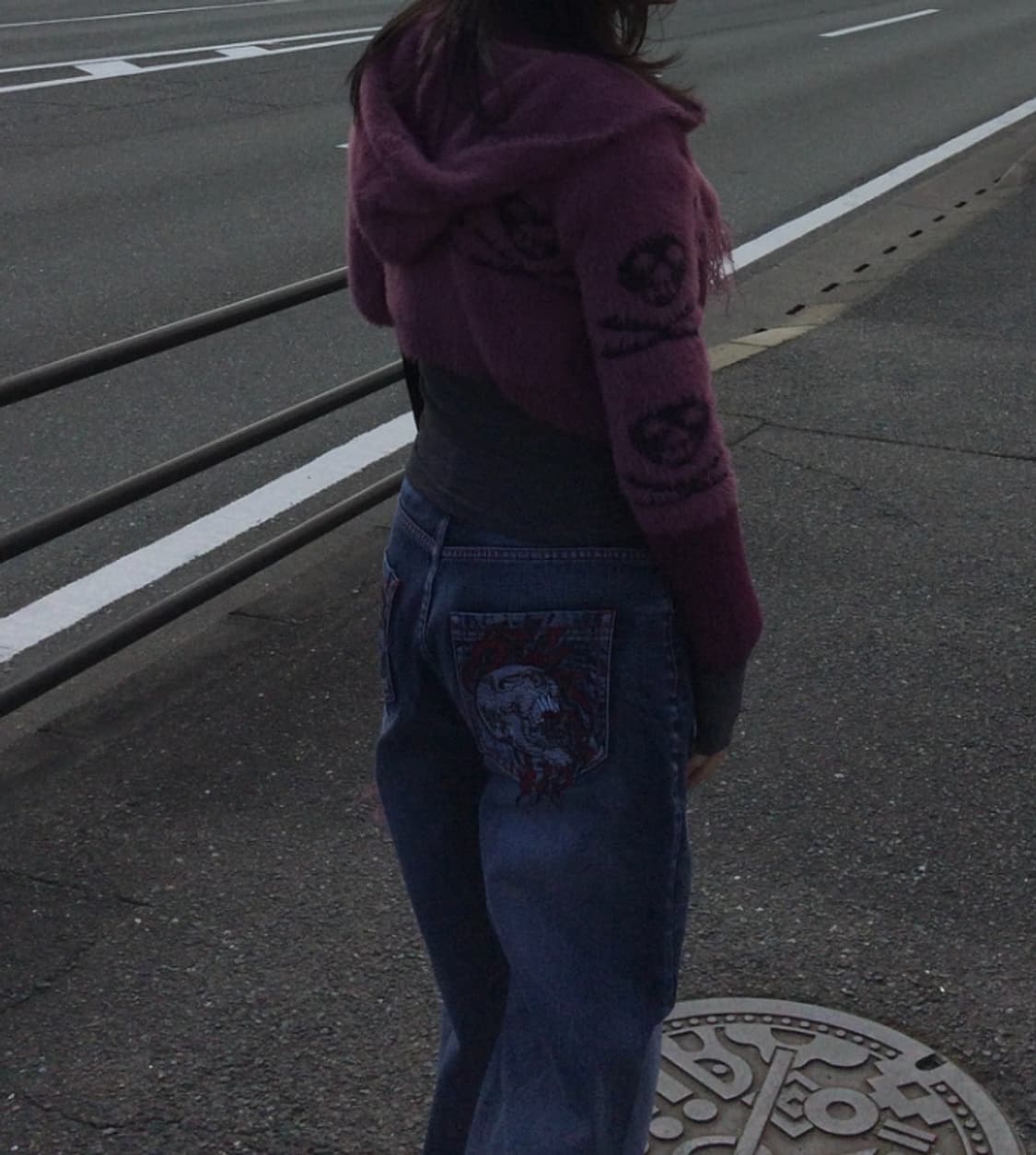 해골 니트 크롭 후드집업  상품이미지3