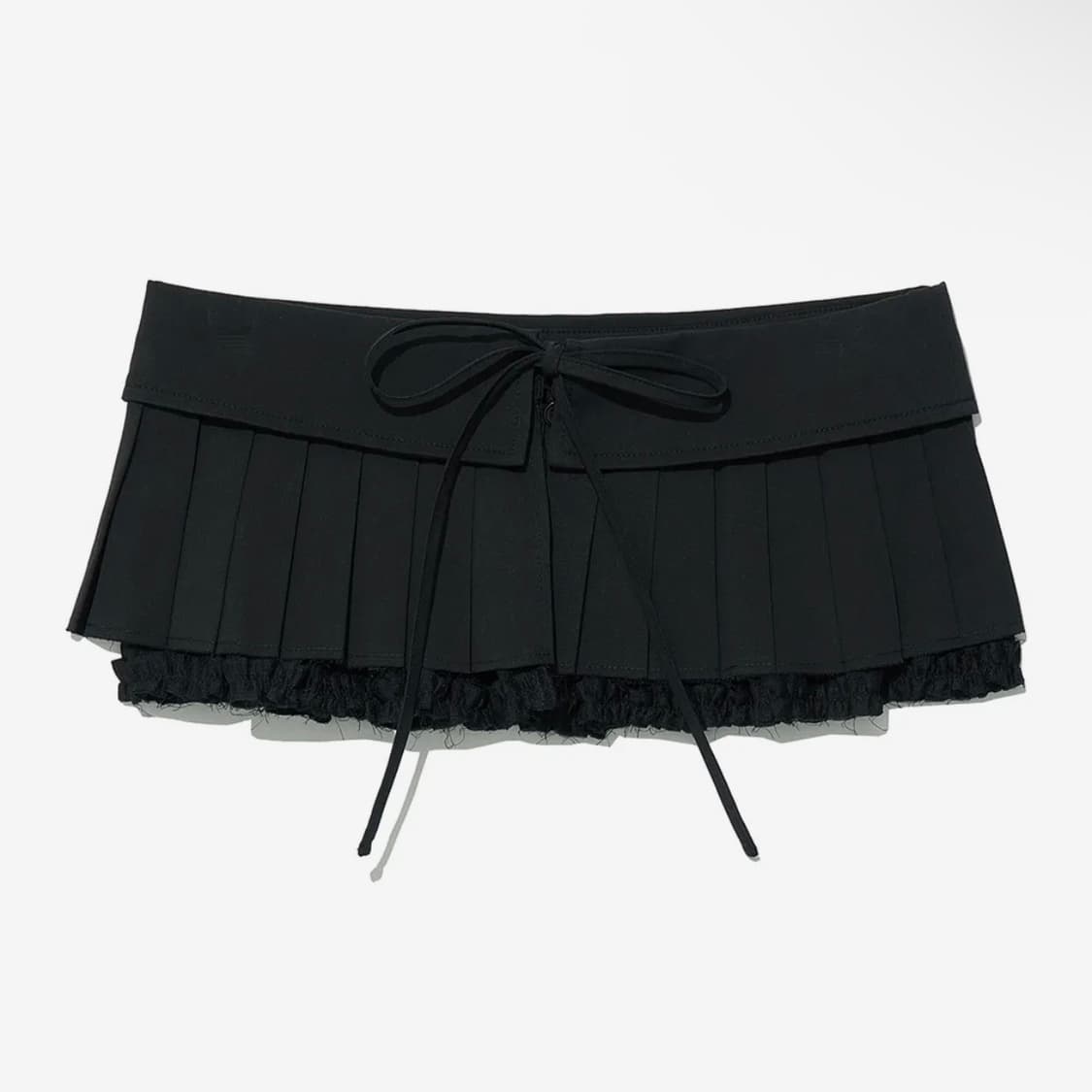 파르티멘토우먼 턴오버 플리티드 랩 스커트 블랙 S 상품이미지1