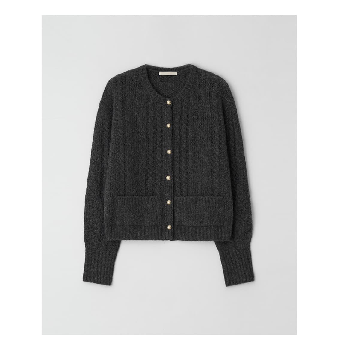 Leeds 리즈 에이미 울 케이블 가디건(차콜) 상품이미지1