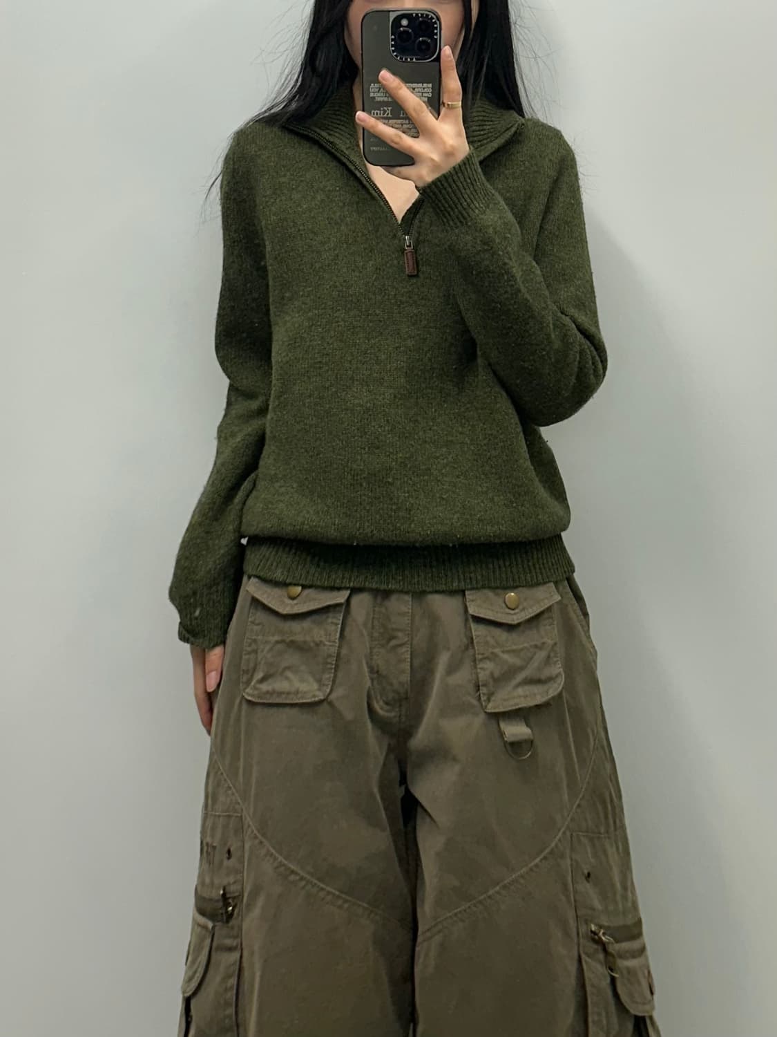 폴로 랄프로렌 다크그린 반집업 니트  상품이미지1