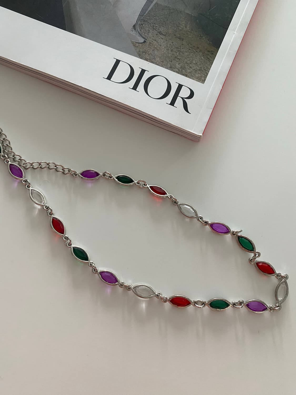 빈티지 컬러 무지개 은장 체인 목걸이 겸 벨트 상품이미지4