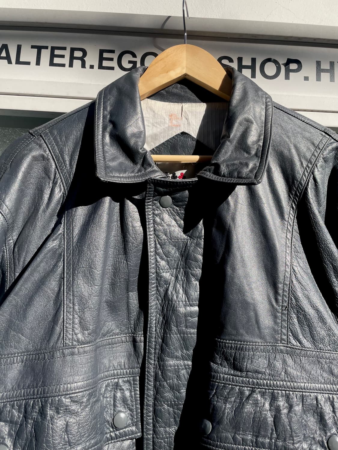 Dark Gray Vintage Genuine Leather Bomber 상품이미지3
