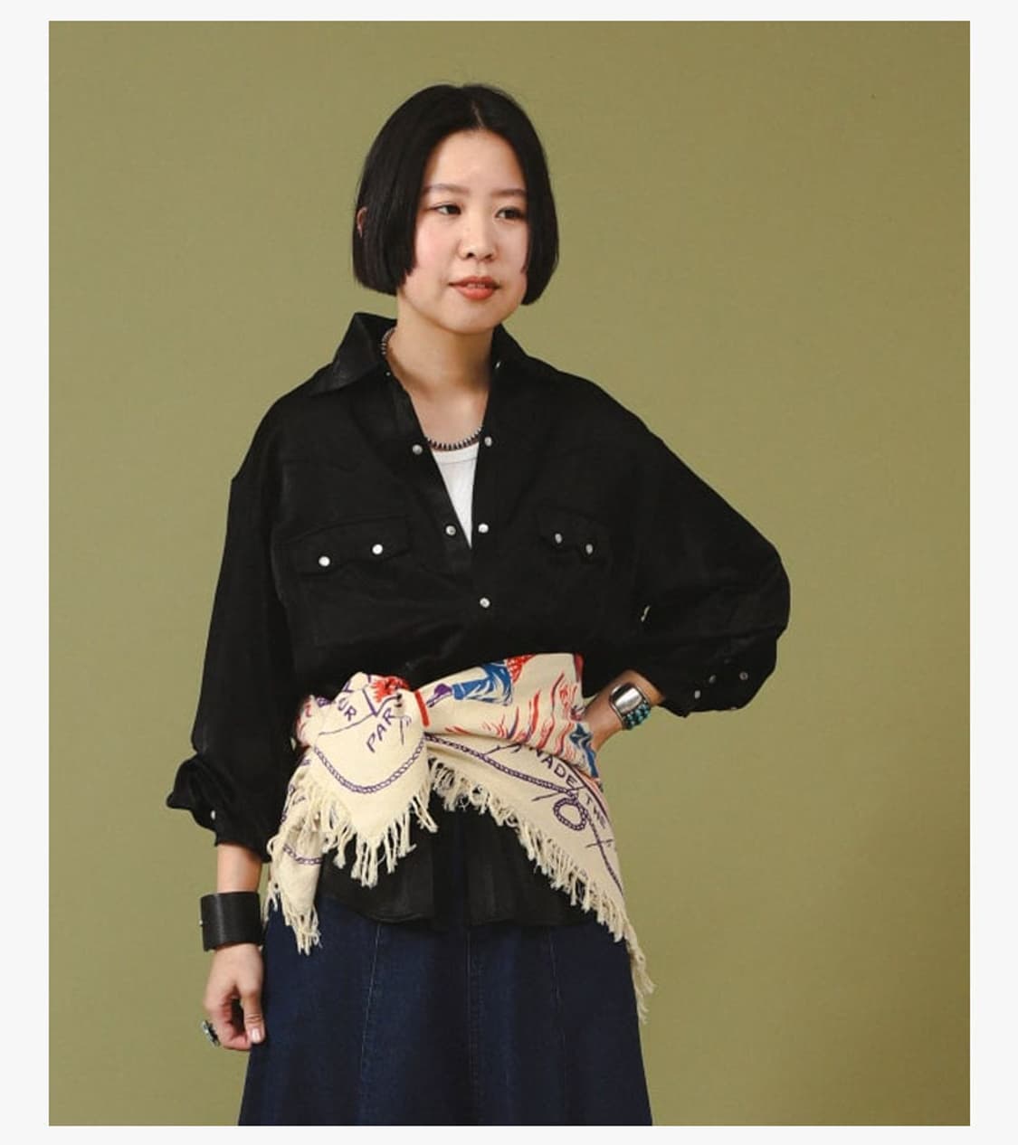 BEAMS BOY - 25FW SATIN WESTERN SHIRT 상품이미지2