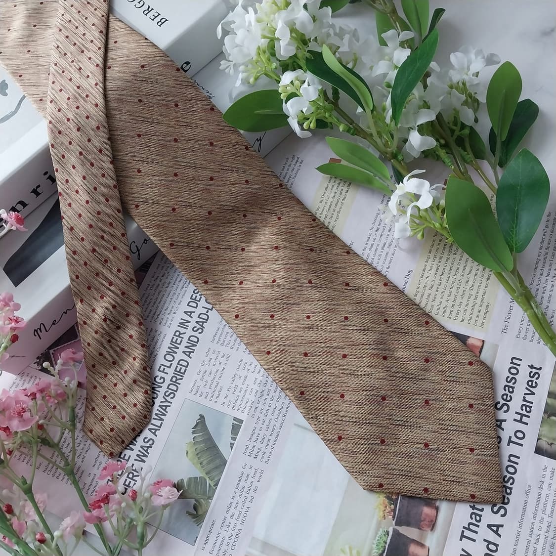 미쏘니 실크 브라운 도트 텍스처 넥타이 8.6cm A+등급 K1798
 상품이미지4