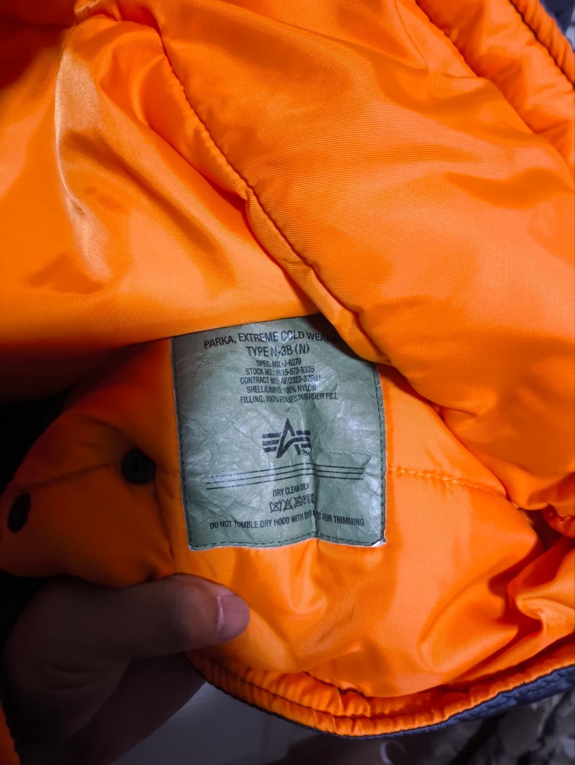 95 알파인더스트리 N3B 야상 경량패딩 네이비 상품이미지8