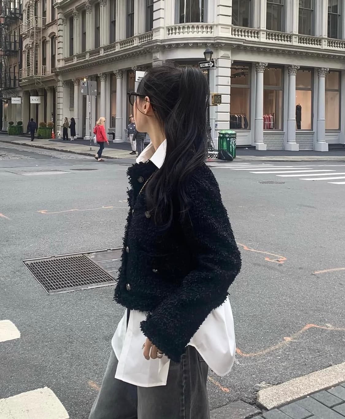 (옷걸이포함)카키포인트 크롭 트위드 자켓 상품이미지2