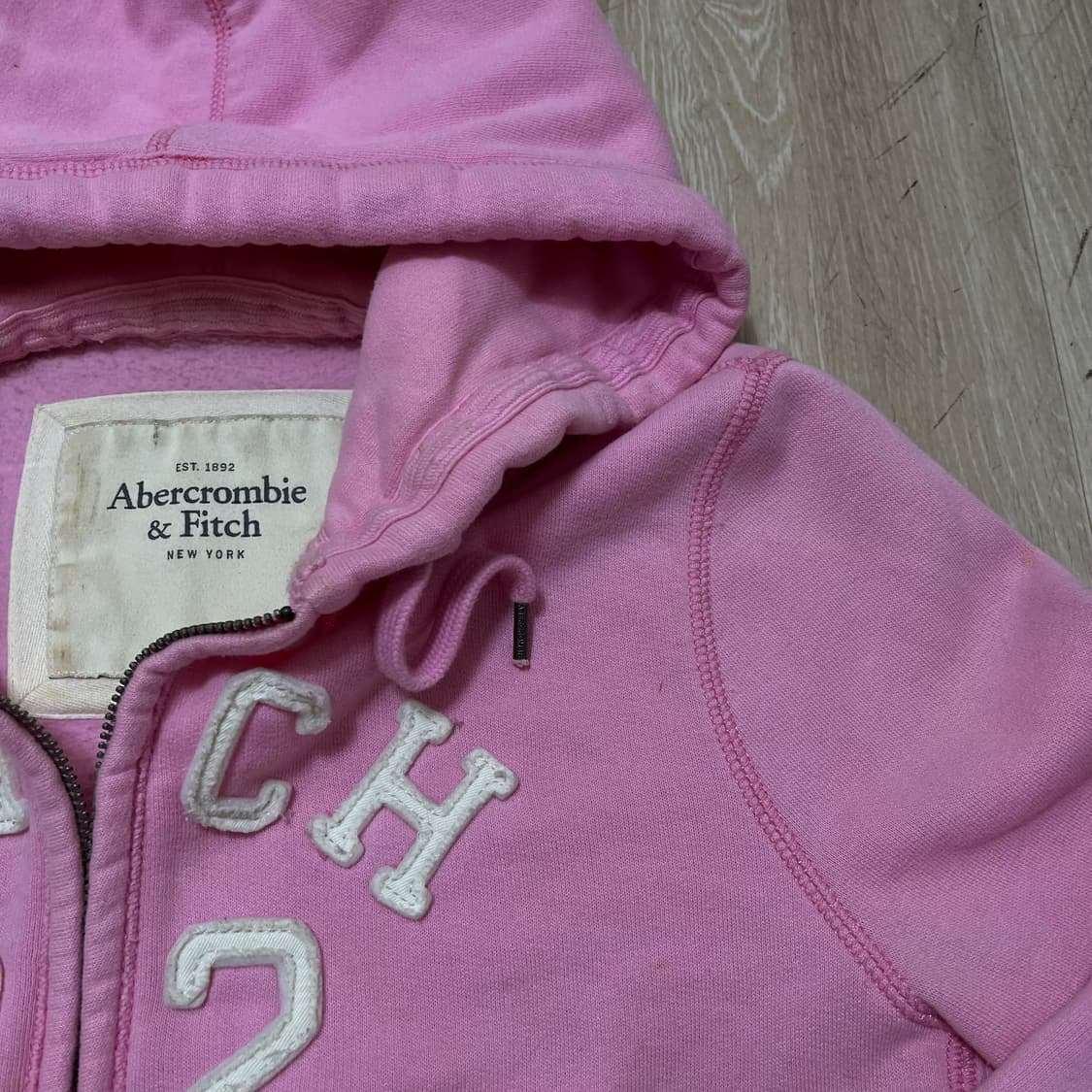 아베크롬비 여성 빅로고 핑크 후드집업 L(100) 상품이미지3