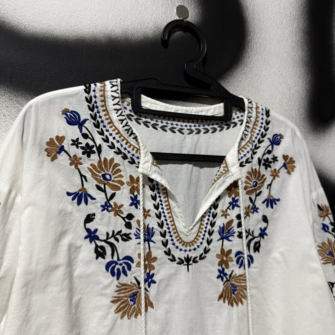 VTG 빈티지 보헤미안 모리 플로럴 자수 블라우스 상품이미지3