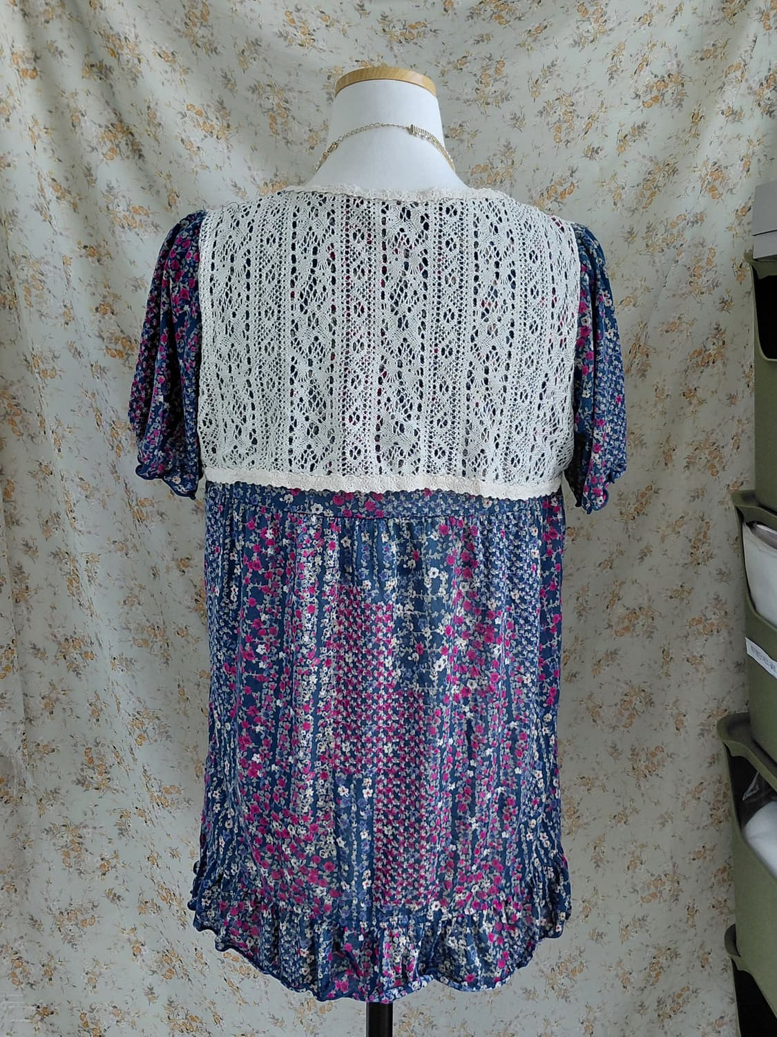 [일본빈티지] 꽃무늬 원피스 + 레이스 숄 세트 상품이미지4