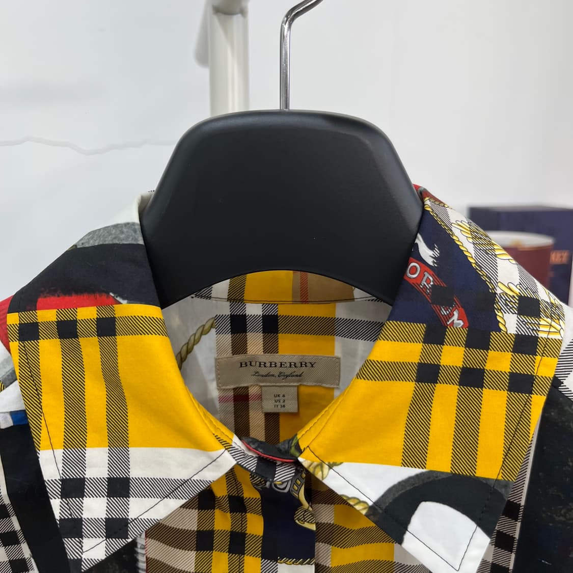 버버리 슬리브리스 코튼 체크 원피스 Uk4 상품이미지3