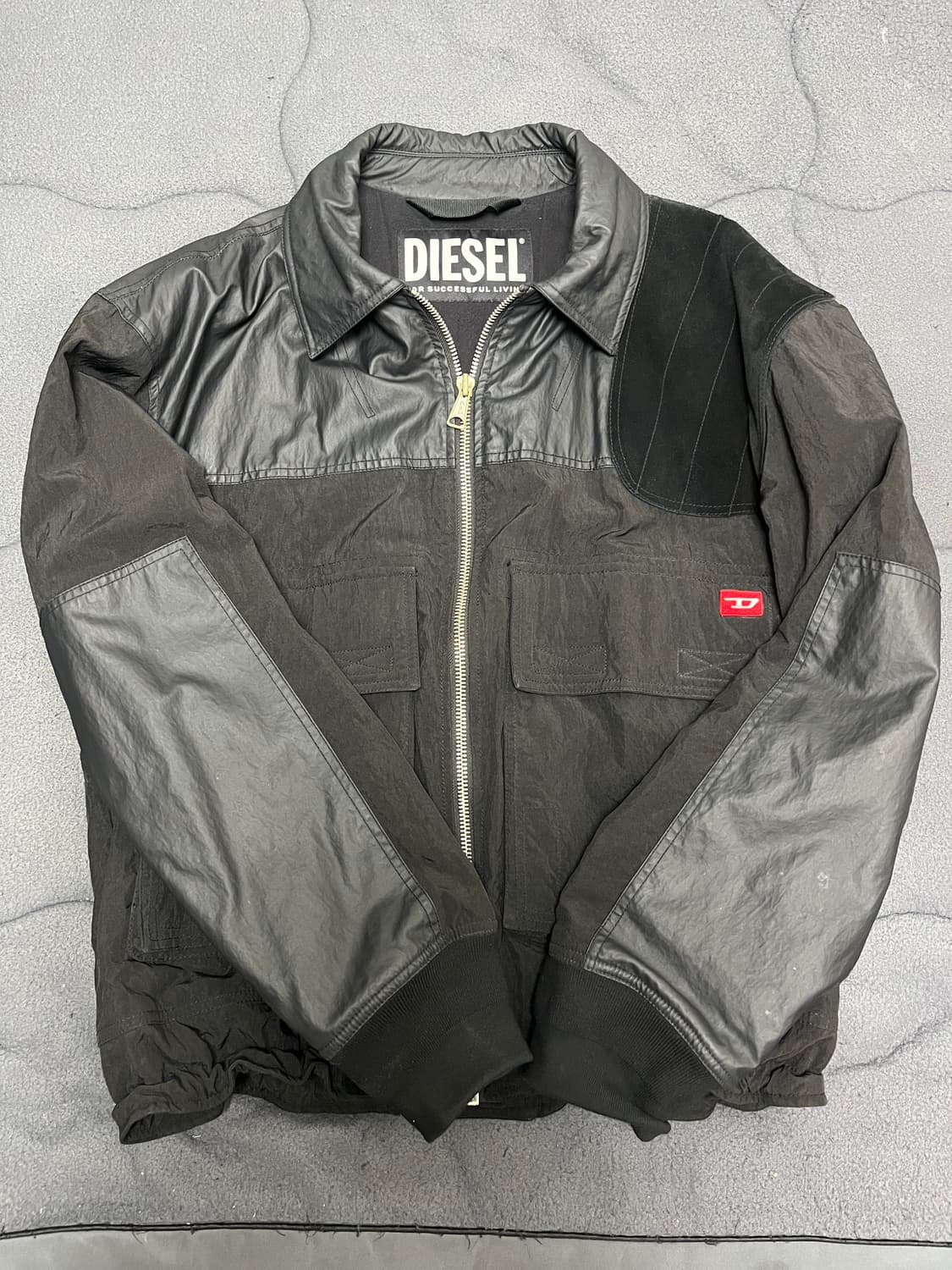 [XL] 디젤 나일론 레더 믹스 봄버 자켓 상품이미지1