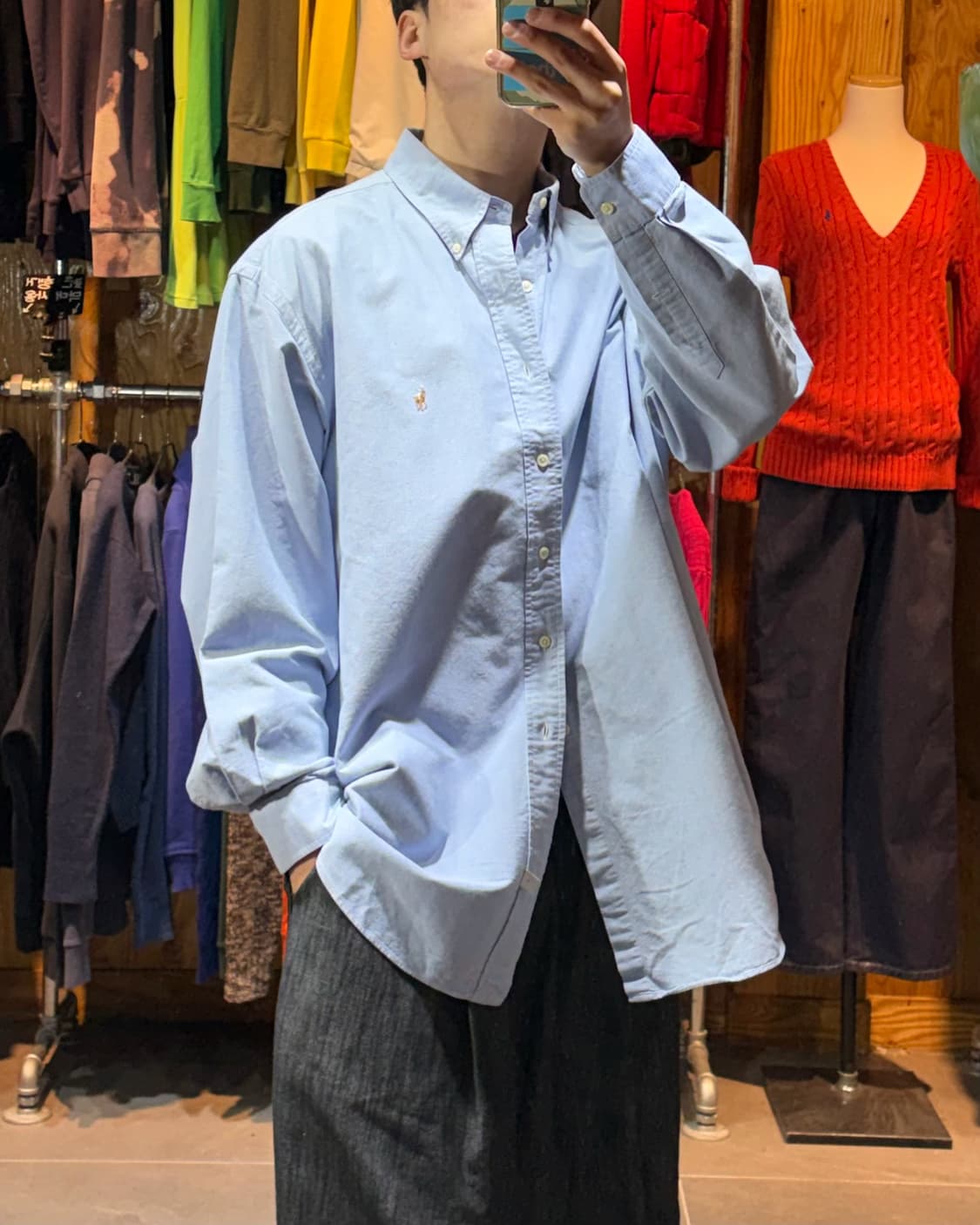 XXL 폴로랄프로렌 YARMOUTH 워시드 블루 코튼 셔츠 상품이미지1