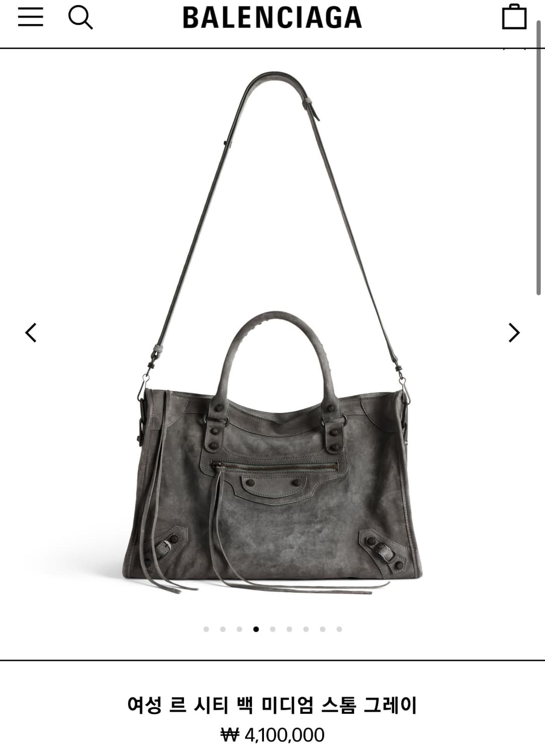 [A 정품] 발렌시아가 시티 모터백 미디움 스웨이드 그레이 상품이미지8