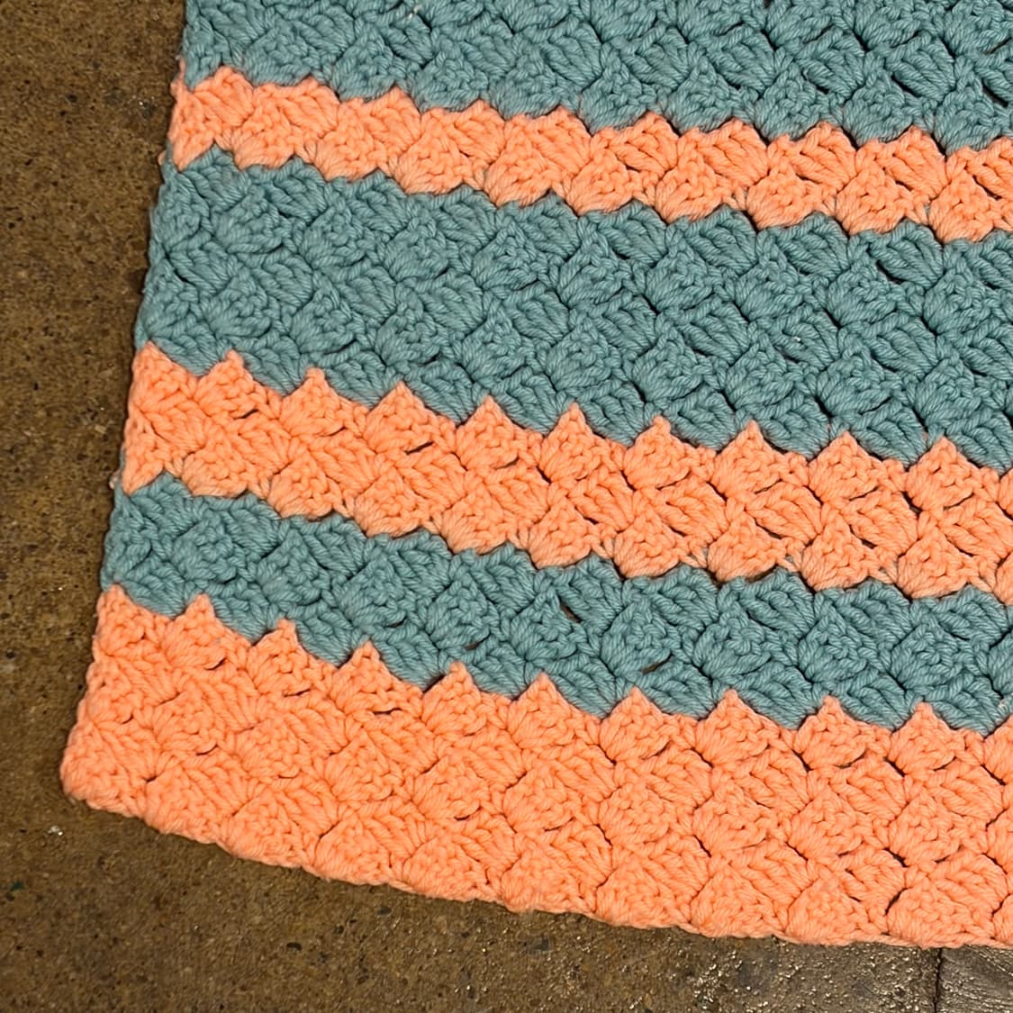 90s USA 비비드 니트 카페트 러그 매트 담요 상품이미지2