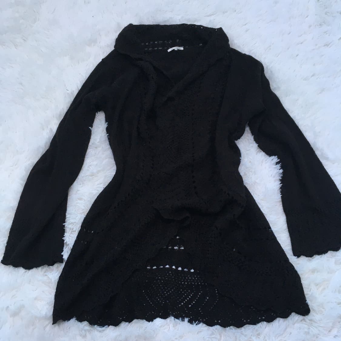 빈티지 레이스 블랙 니트 모리 772 y2k 스트릿 갸루 펑키 일본빈티 상품이미지1