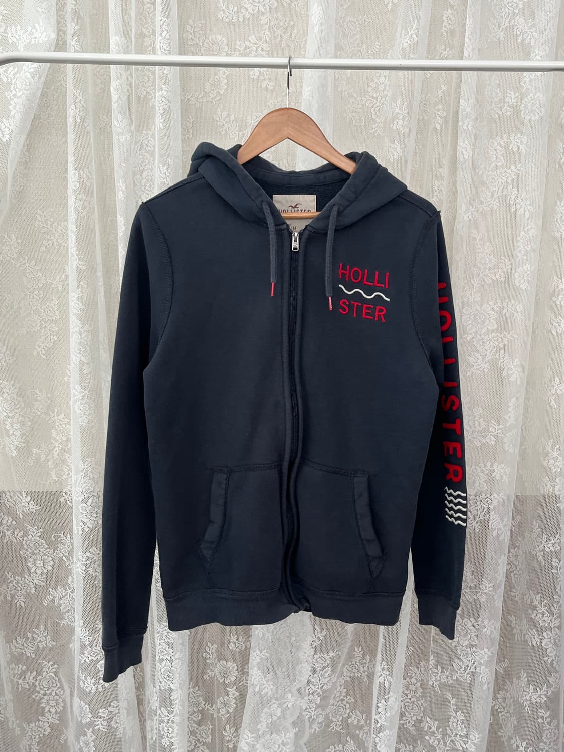 M) 홀리스터 빈티지 기모 후드 집업 네이비 상품이미지1
