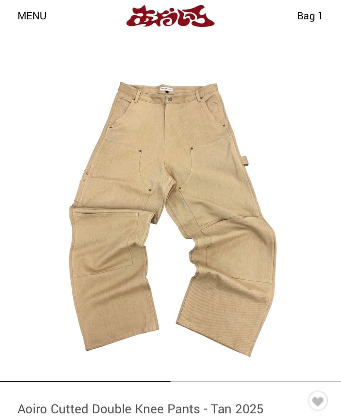 Aoiro Cutted Double Knee Pants Tan 2025 상품이미지1