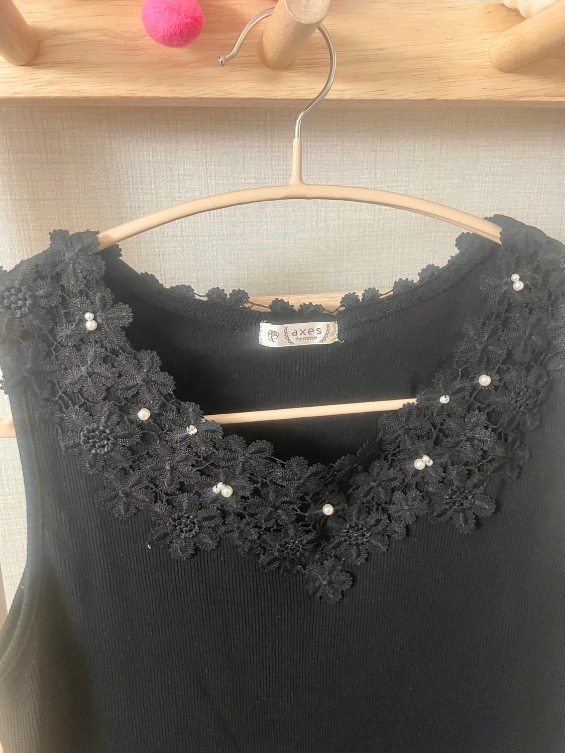 모리걸 빈티지 엑시즈팜 블랙 슬리브리스🖤🤍🌸 상품이미지2
