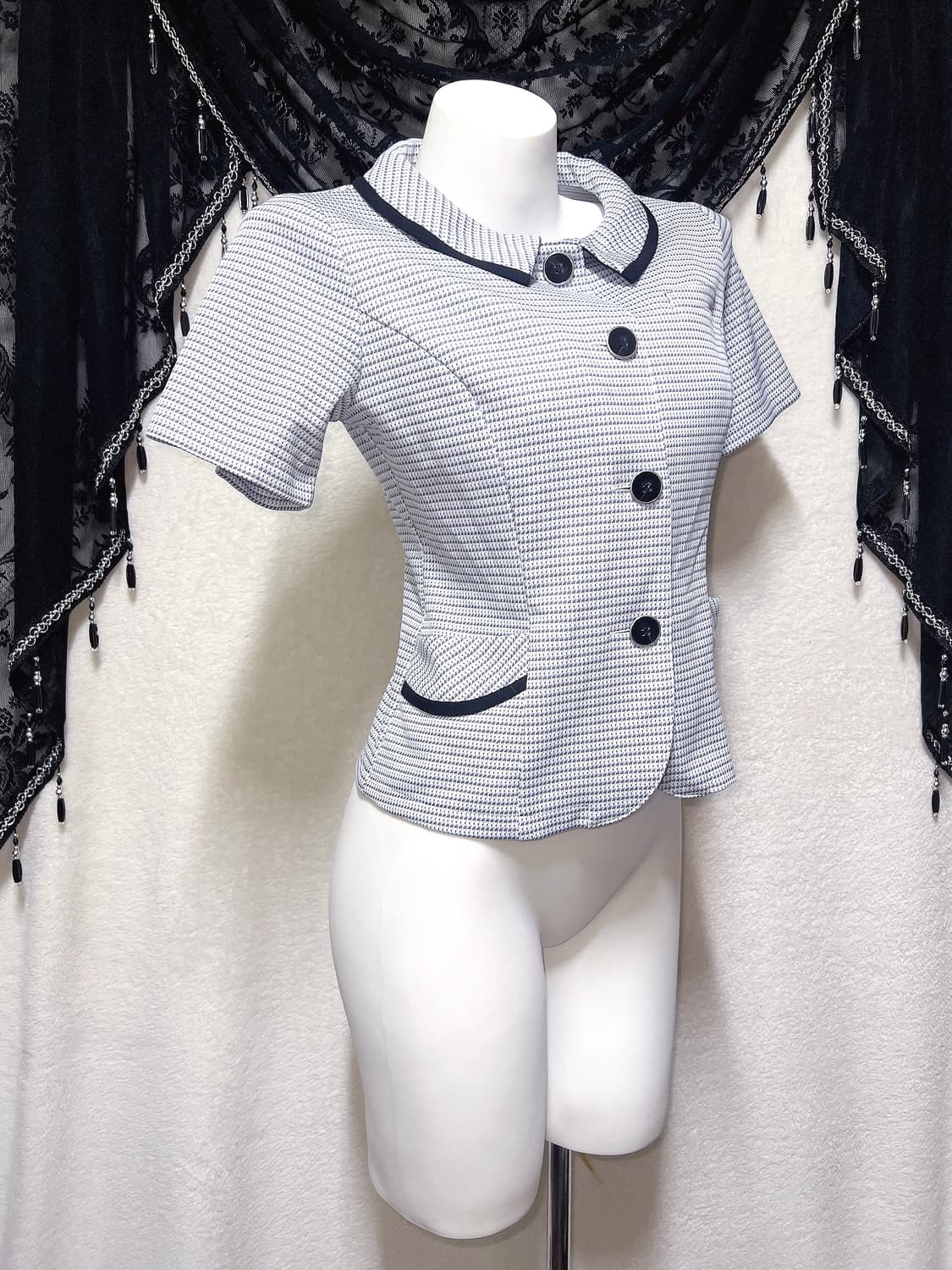 로맨틱갸루 로걀 반팔 블라우스자켓 러블리 양산형 하객 핀터 올드머니 상품이미지2