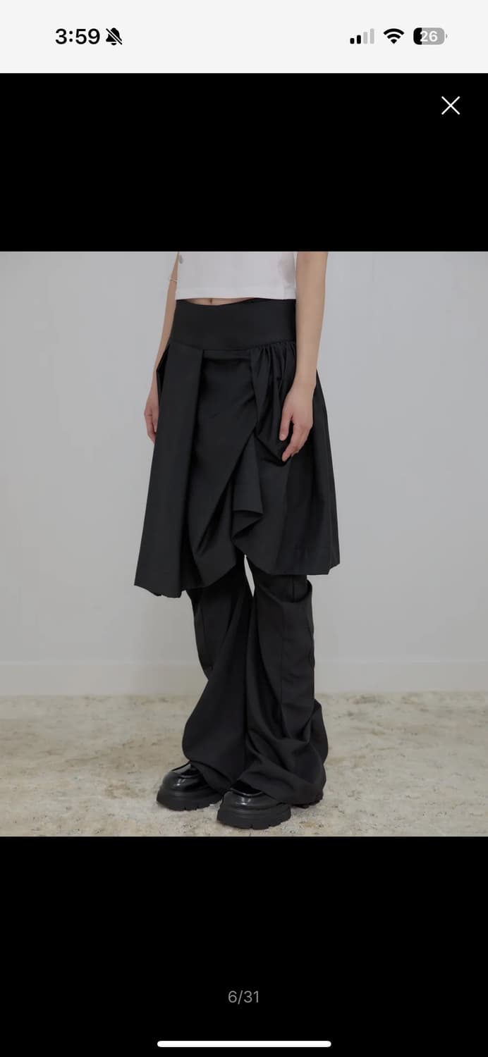 플레어업 Asymmetrical Draped Midi Skirt 블랙 상품이미지3