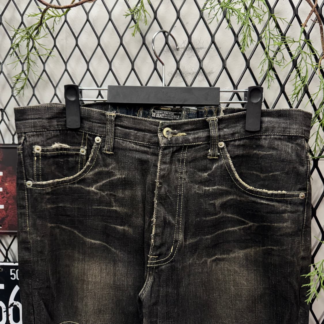 00s JPN VINTAGE 디스트로이드 데님 팬츠 흑청 상품이미지3