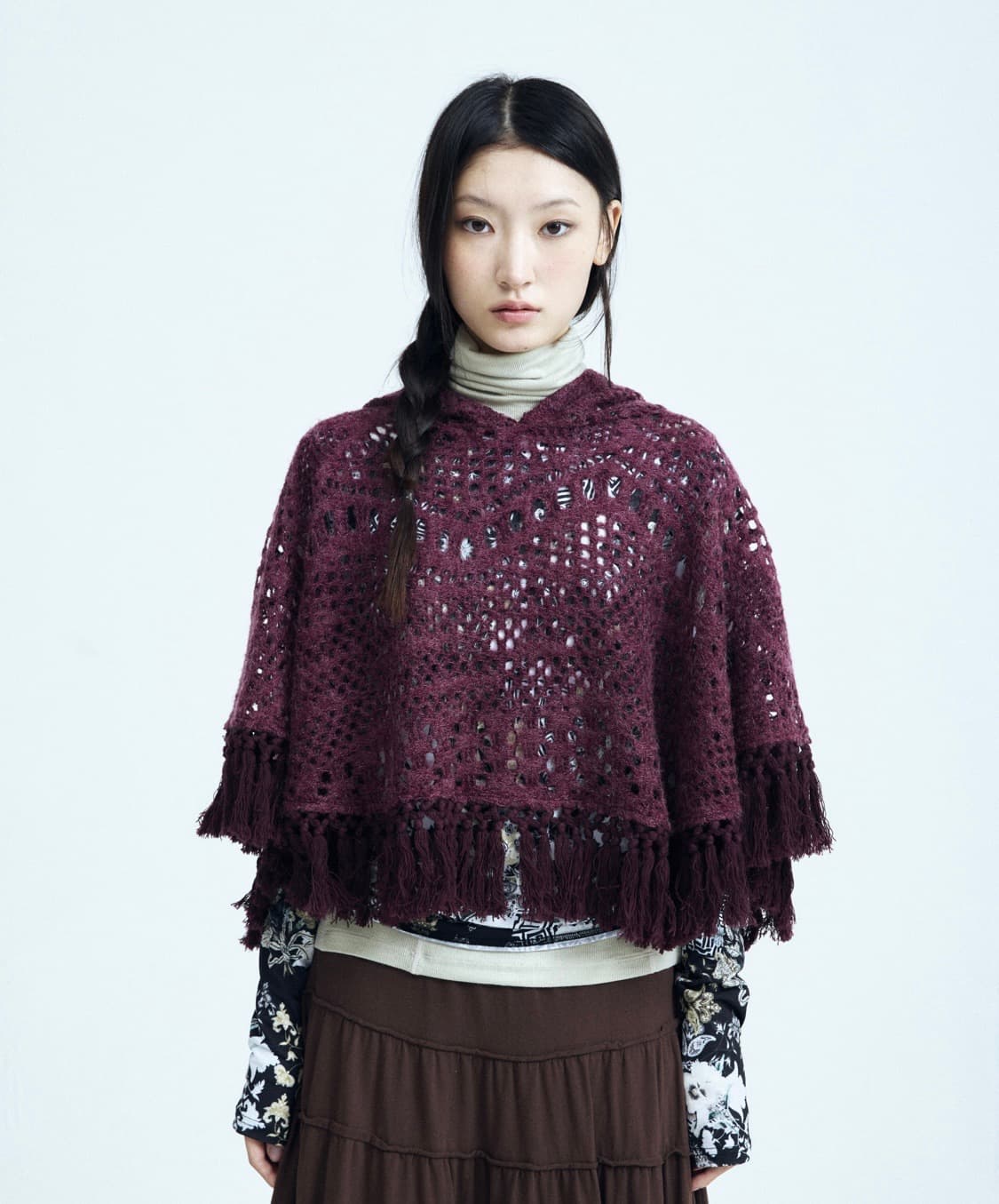 Colocynth TESCA HOOD SHAWL WINE 상품이미지2