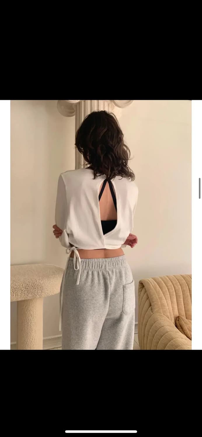 인지액티브 오픈 타이 백 스웻셔츠 화이트 상품이미지4