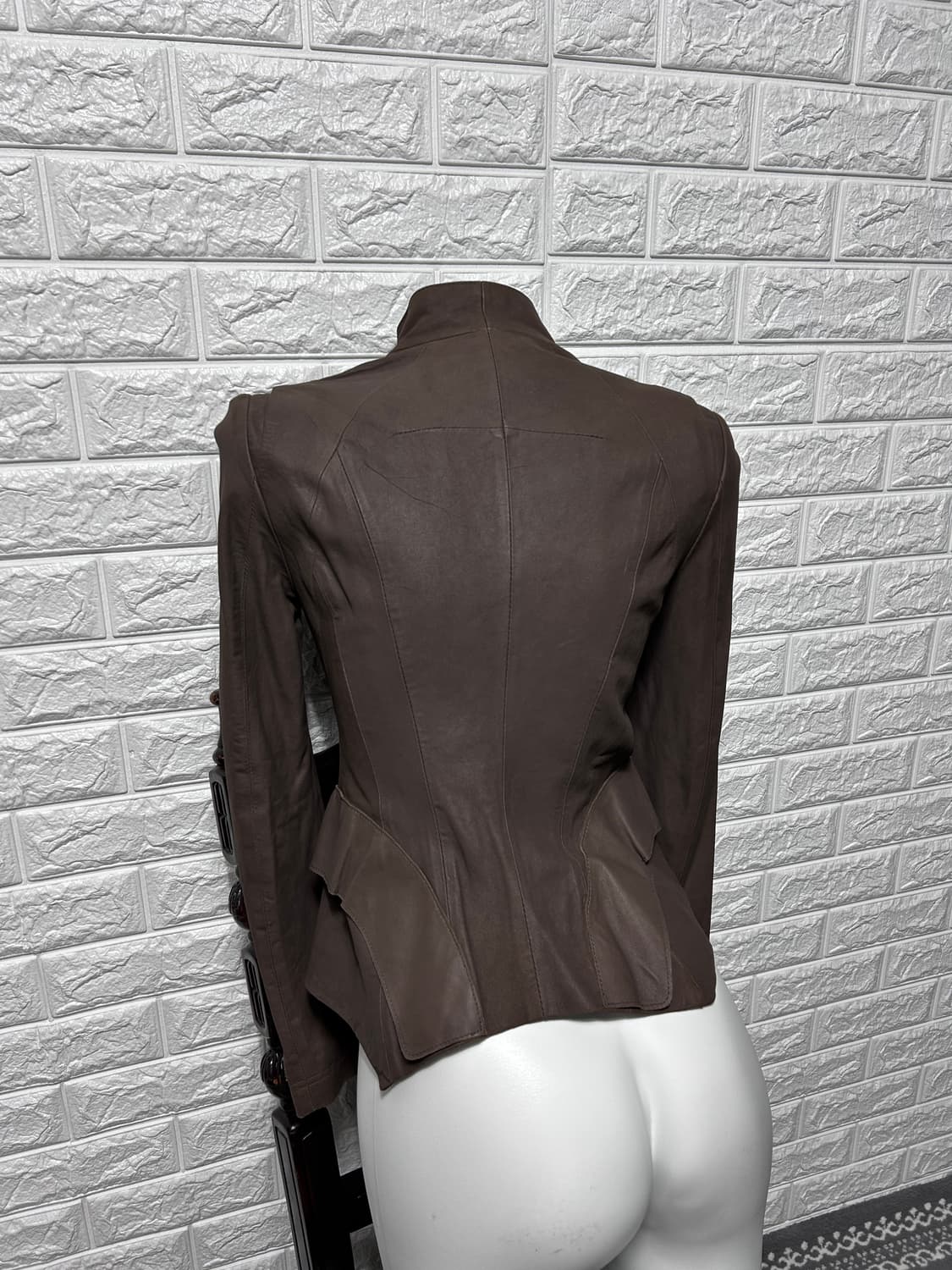 하이넥 드레이프 레더 패널 자켓 상품이미지7