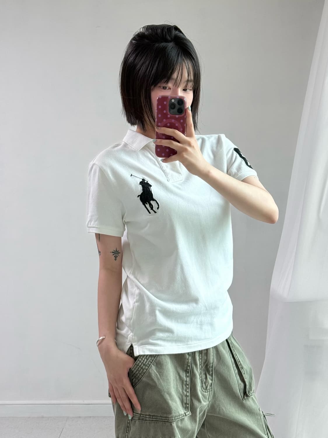 폴로 화이트 네이비 빅포니 피케이 티셔츠 상품이미지2