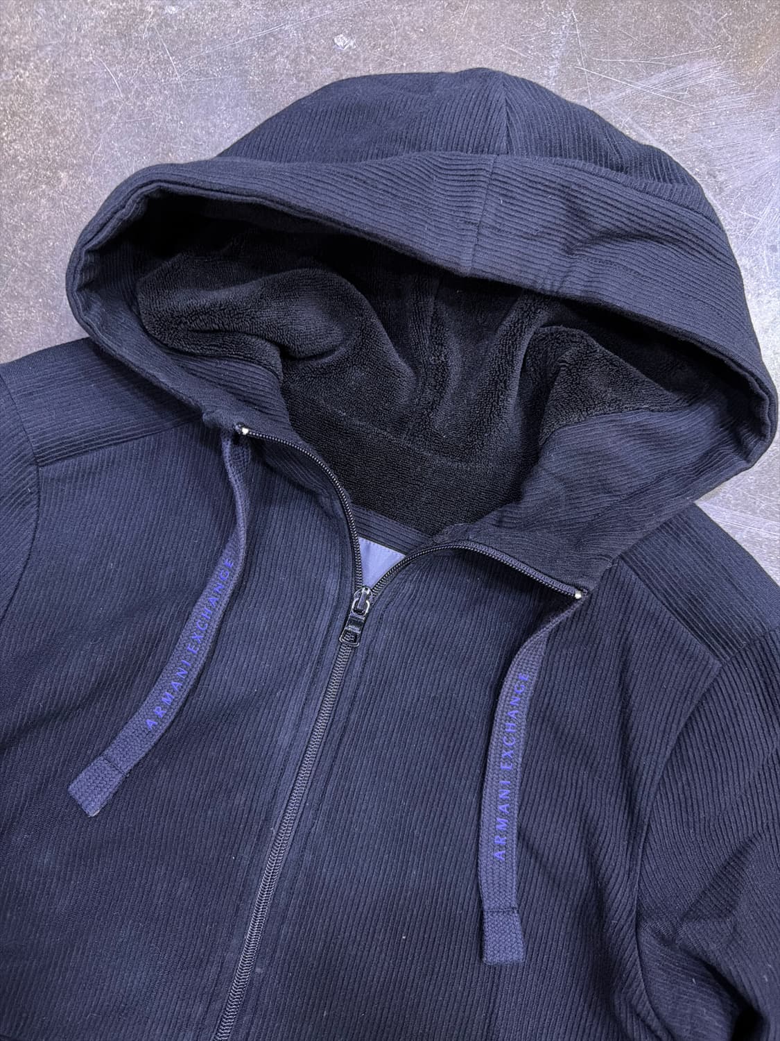 이르마니 익스체인지 골지 후리스 후드집업 자켓 블랙 S 상품이미지3