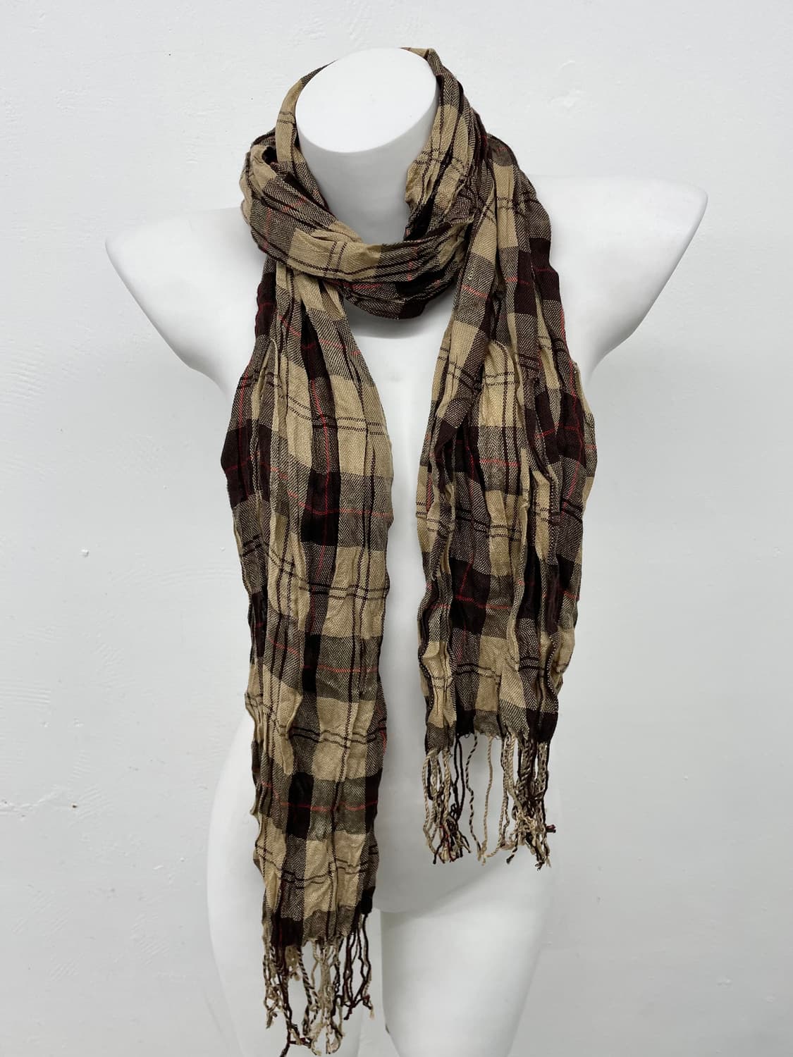 라떼 브라운 체크 수술 머플러  상품이미지1