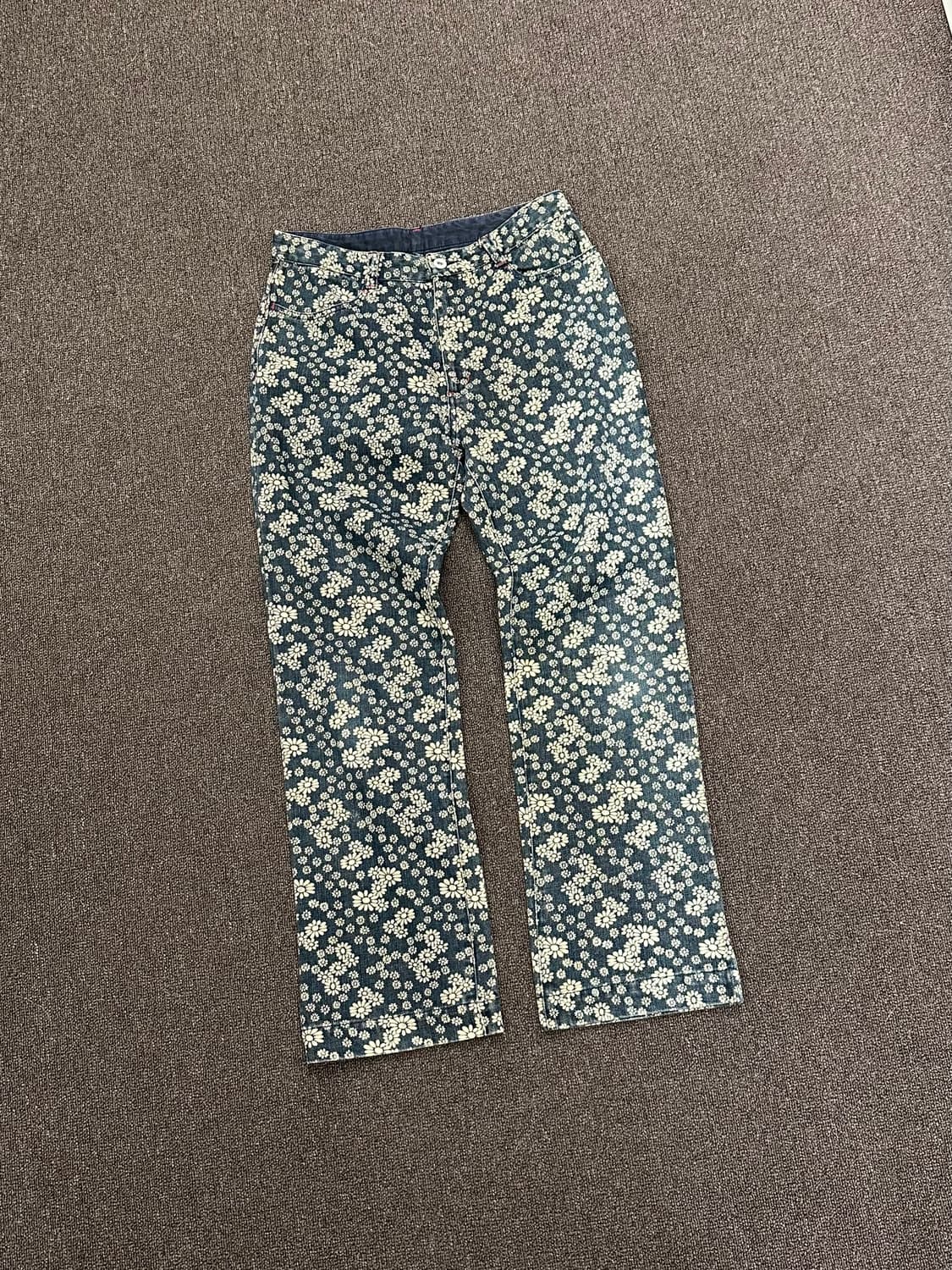 OS)Japanese vintage 여성 플라워 패턴 데님팬츠 상품이미지1