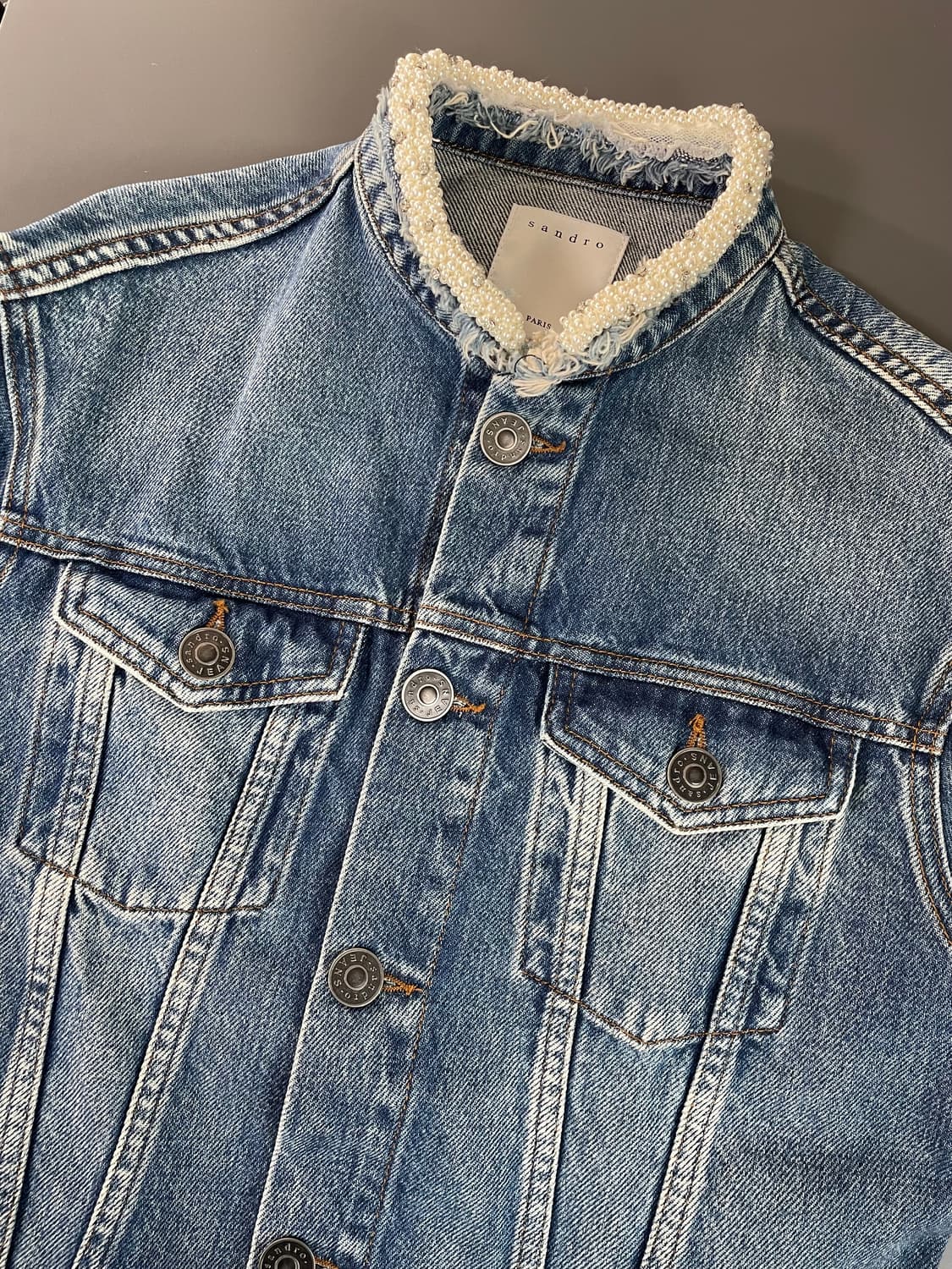 [38] 산드로 펄 트리밍 데님 트러커 자켓 상품이미지3