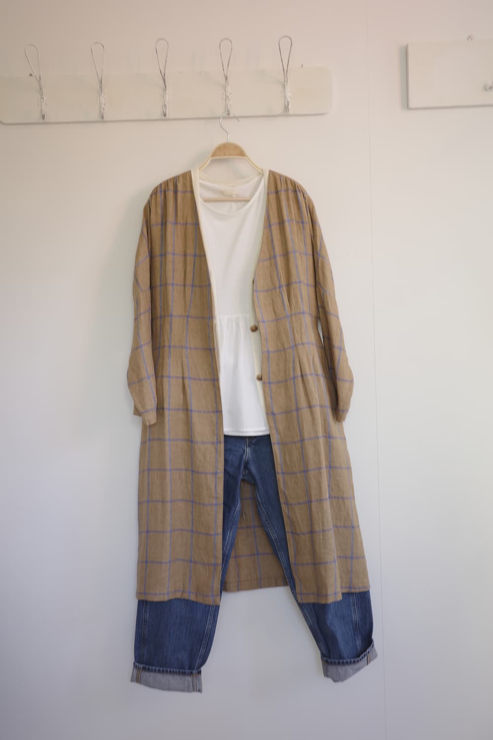 일본 빈티지 린넨 롱 로브 원피스 (벨트 세트) 상품이미지1