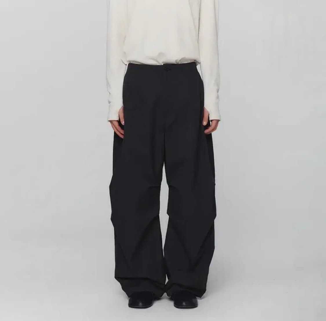 [M] 아모멘토, 24FW 코튼 나일론 퍼티그 팬츠, 블랙 상품이미지1