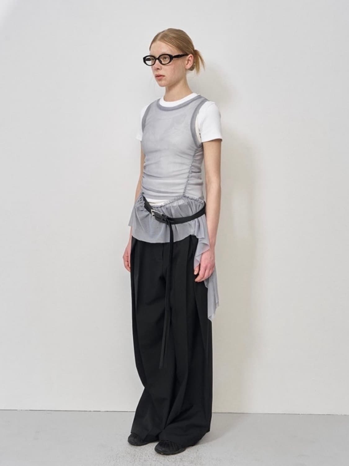 LCDC mesh frill sleeveless top(grey) 상품이미지2