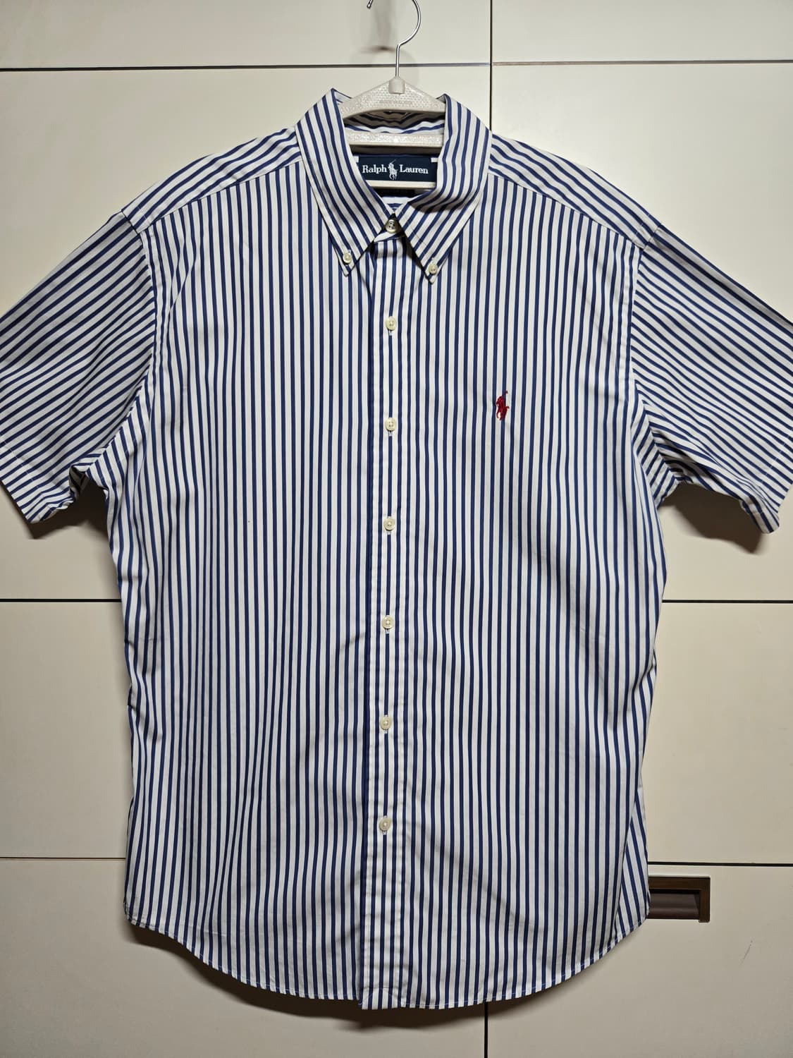 폴로 랄프로렌 남성 정품 블루 스트라이프 반팔 셔츠 상품이미지2